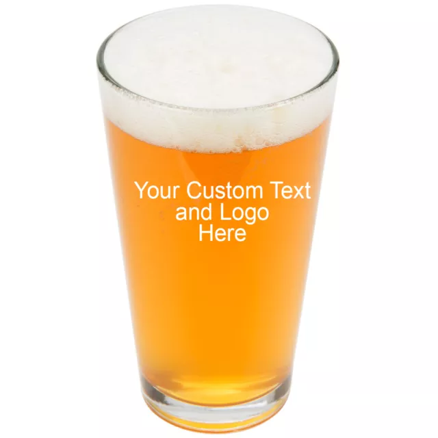 DOBLE CARA CUALQUIER TEXTO Gafas de pinta grabadas personalizadas para cerveza, 16 oz Stein Nuevas