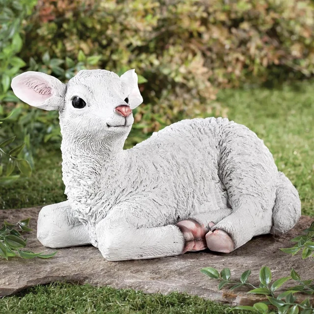 Lamb Laying Statue Figure - Beautiful Indoor Or Outdoor Porch Yard Home Decor