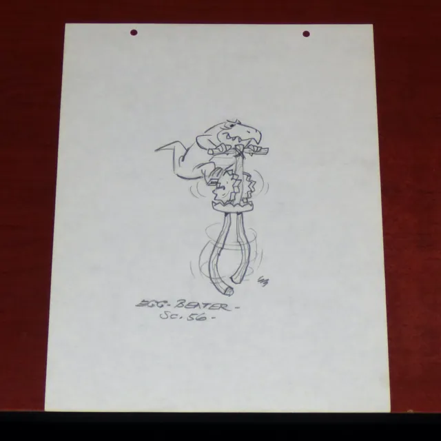 The Flintstones Egg Beater 1980 Original Production Drawing Signed Ed Benedict