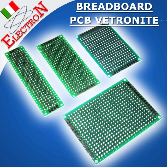 4PZ BASETTA MILLEFORI SCHEDA SPERIMENTALE PIASTRA PCB DOPPIAFACCIA VETRONITE 2x8