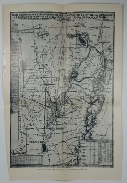 Unknown Location Antique Topographic Farm Map Quemada Berghes Mexico Spanish