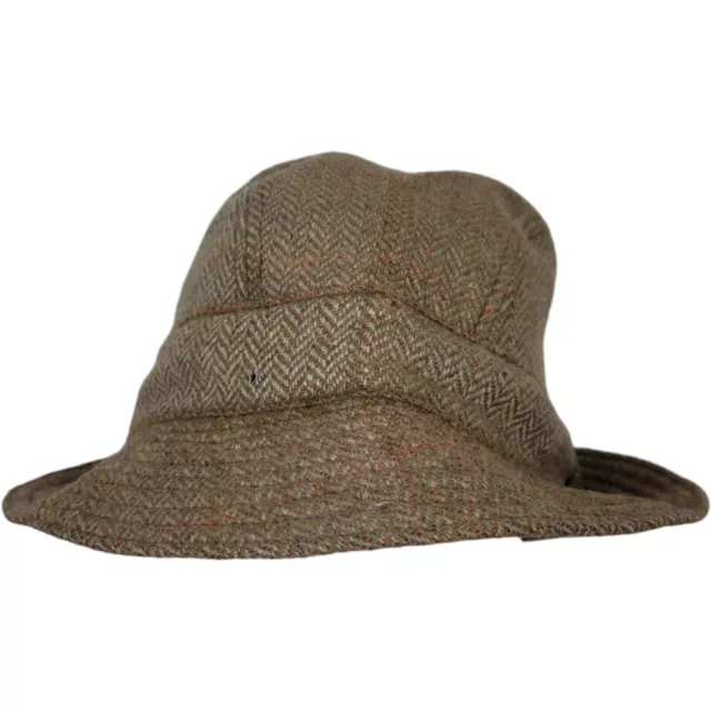 VINTAGE GALA FOREST Herringbone Tweed Hat Brown Wool Fedora Berteil ...