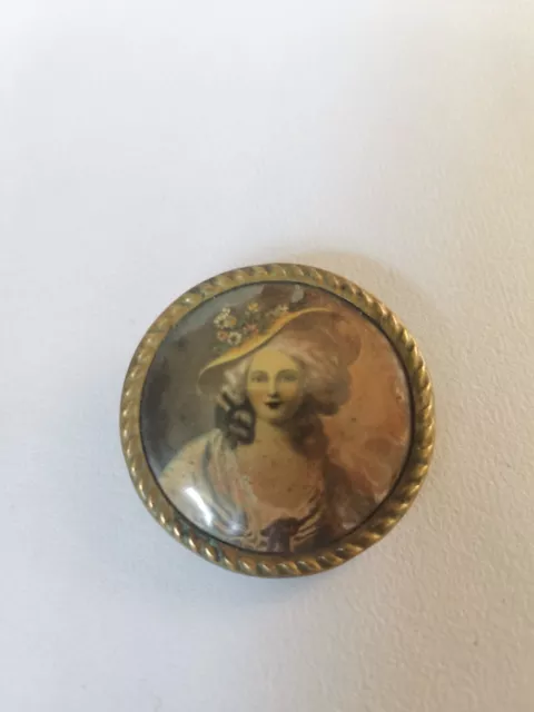 Broche dorée vintage portrait femme DEPOSE 4 cm