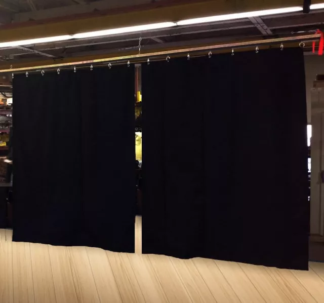 Lot of (2) Economy Black Curtain Panel/Partition, 9 H x 4½ W, Non-FR