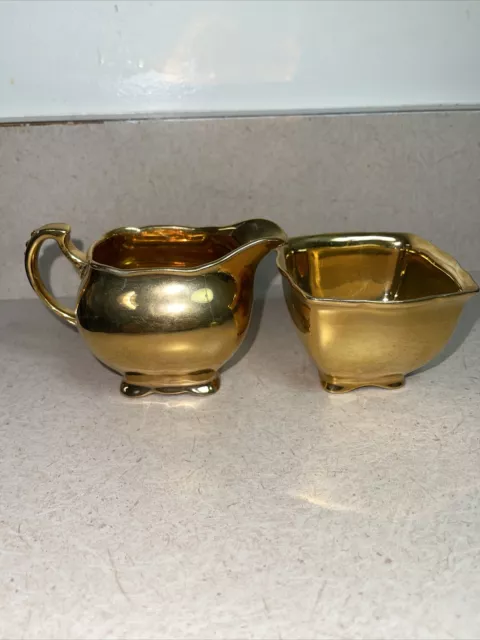 Vintage Royal Winton Grimwades England Creamer & Sugar set Heavily Gilded￼