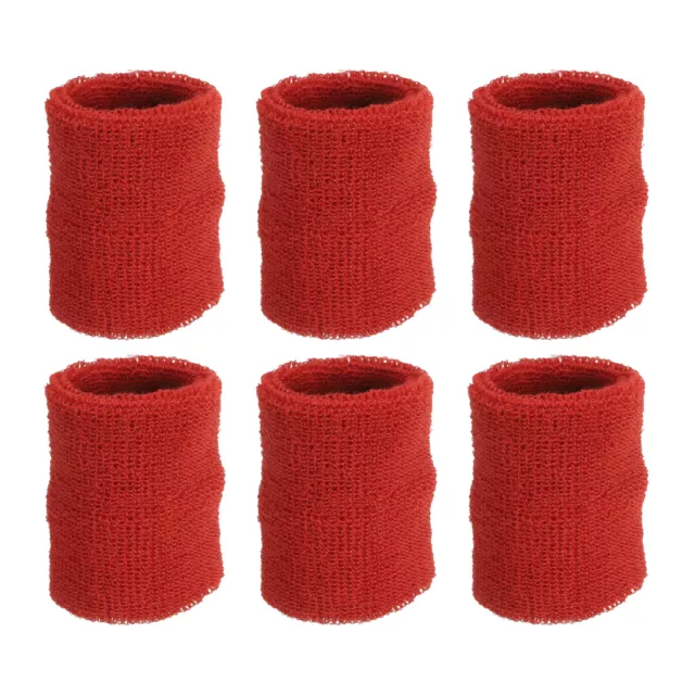 6Pcs 8x10cm Sport Wristbands Cotton Athletic Sweatband Red