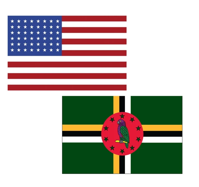 3'x5' Polyester USA & Dominica  Flag Set; One Flag for Each Country