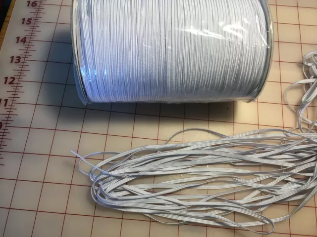 25 yards Elastic Band 1/8" Inch White   Trim/Spandex/make mask-White-3mm-braided