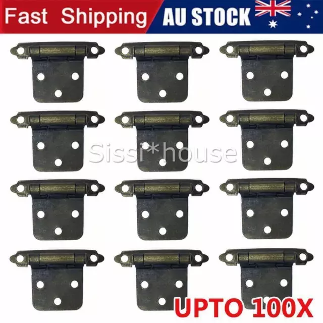 UPTO 100X Self Closing Flush Mount Overlay Kitchen Cabinet Door Cupboard Hinges