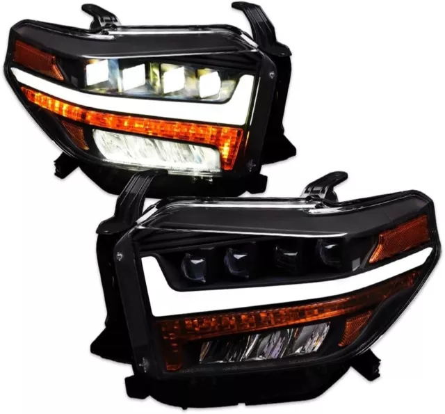 For Toyota Tundra 2014-2021 LED SEQUENTIAL Black Housing Projector Headlights