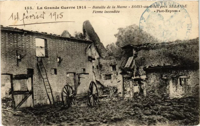 CPA Battle of the MARNE SEISY in the wood near SEZANNE. Burning Farmhouse (346550)