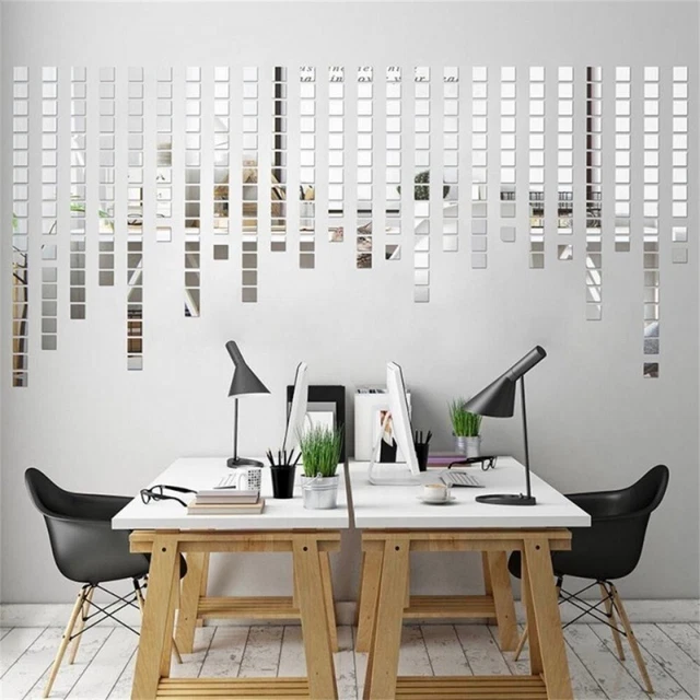 Mirror Stickers Self-adhesive Small Square Tiles Wall Sticker 1.2mm 100PCS