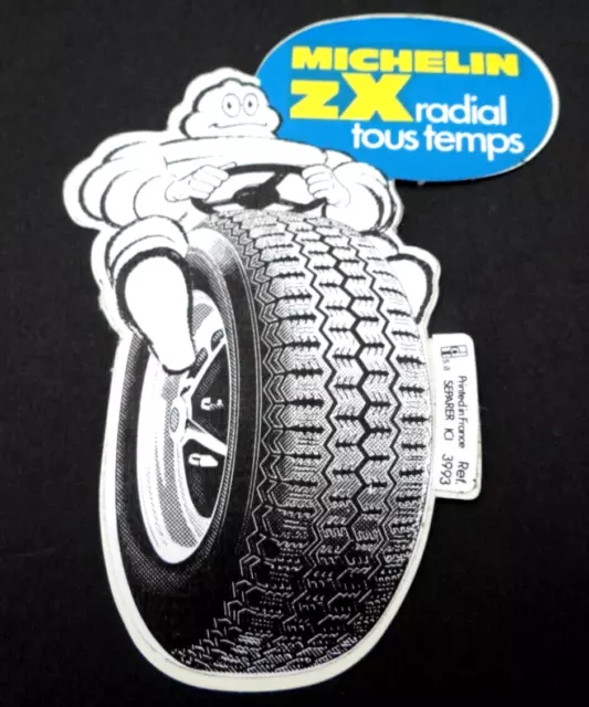 Adesivo Pubblicità Michelin Zx Pneumatici Auto Bavaglino Bibendum France Vintage