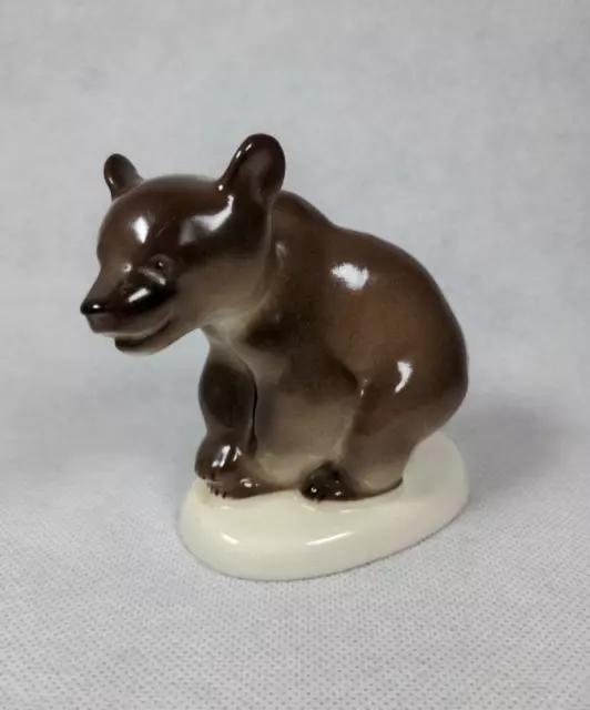 USSR Russian Lomonosov Porcelain Pottery Vintage Brown Bear Figure