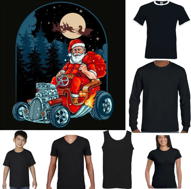 Hotrod T-Shirt Uomo Babbo Natale Divertente Secret Garage Unisex Top