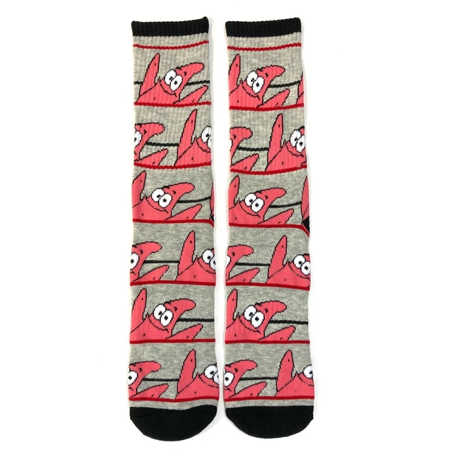 new PATRICK STAR SOCKS gray black THICKER KNIT durable adult spongebob MENS CREW