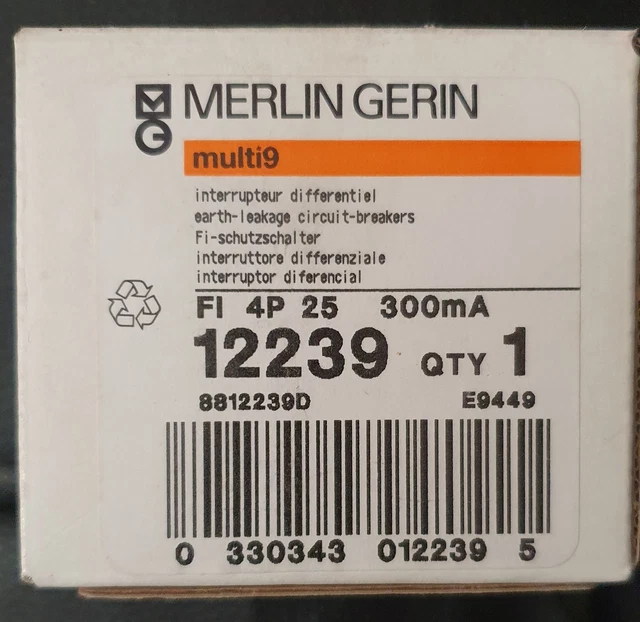MERLIN GERIN 12239 FI-Schutzschalter 25A 300mA 0,3A FI-Schalter 4 polig ...