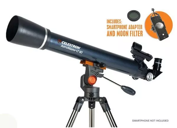 Celestron Astromaster LT 60 AZ Astronomy Telescope + Phone Adapter & Moon #22066