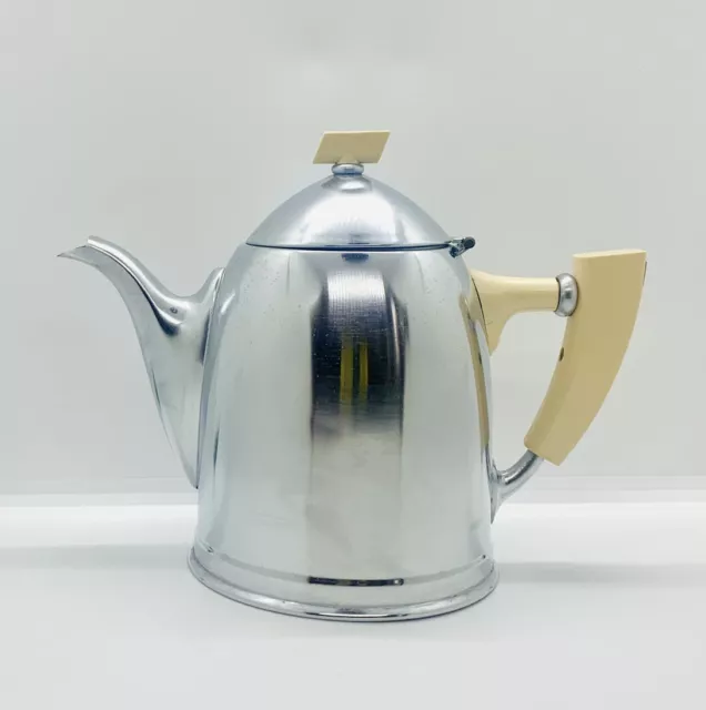 Vintage Teapot Demeyere Belgium Stainless Steel Bakelite 1L 1930s Art Deco Rare