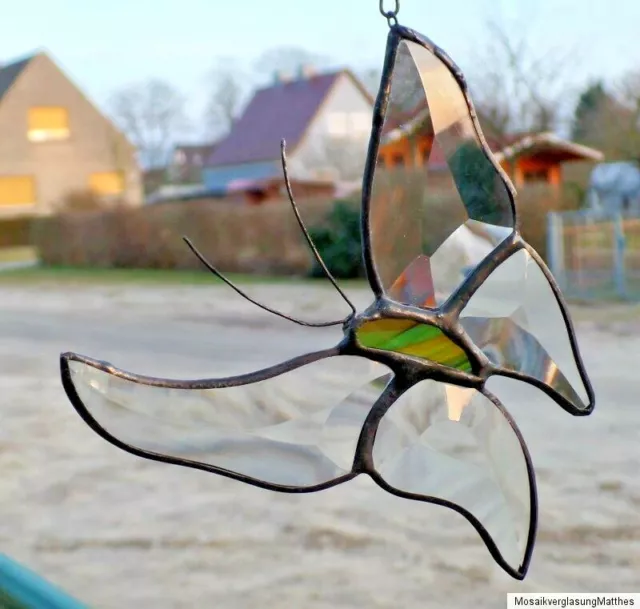 Bleiverglasung Suncatcher Fensterbild Facetten- Schmetterling in Tiffany