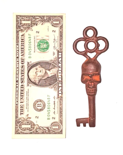 Victorian Skull Key Vintage Antique Style Cast Iron Skeleton Key
