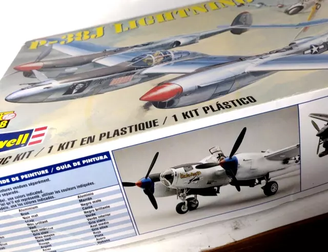 REVELL P-38J Lightning WWII Model Airplane Kit · Open Box, Parts in Sealed Bags 3