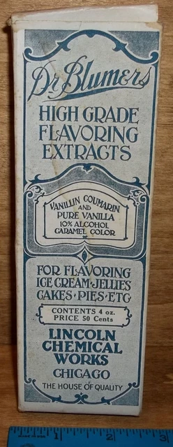 Dr Blumers Lincoln Chemical Vanilla Extract Box Only - Large 4 Oz Size.........d