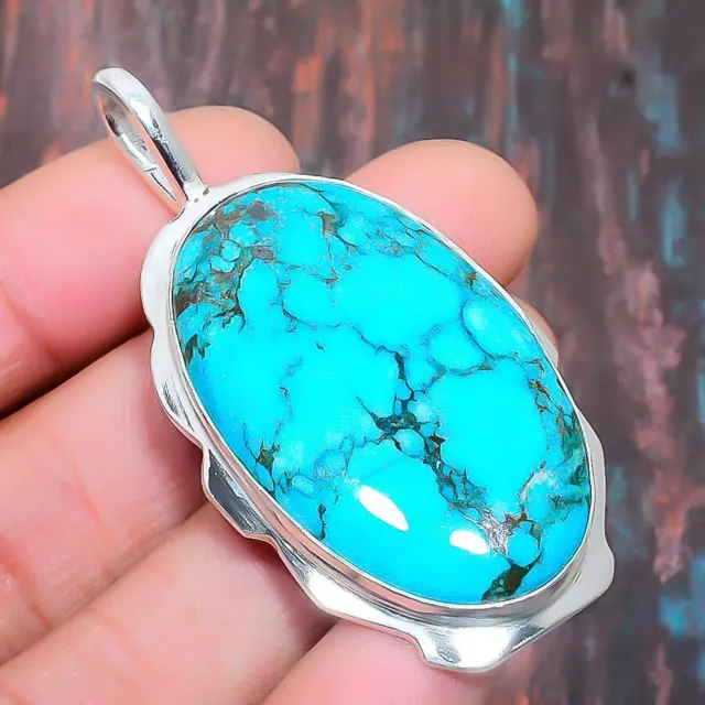 Tibetan Turquoise Gemstone Handmade Gift Jewelry Pendant 2.17" s571