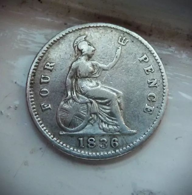 1836 William Iv Silver Four Pence (Groat) Lovely Coin