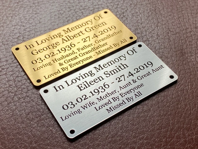 Gold Script In Loving Memory IN LOVING MEMORY Plaques Gold Silver Brass Effect [1.5 Custom Made ...