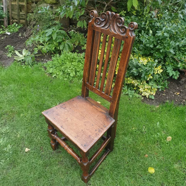 Antique 17th Century Oak Hall Chair. Jacobean.  A piece of history