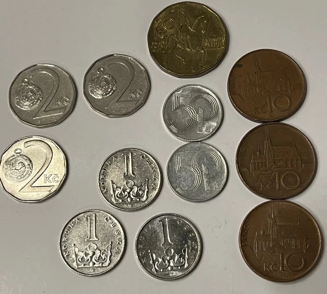 Lot of 12 coins from Czech Republic all Circulated Various Coins 1993-2002