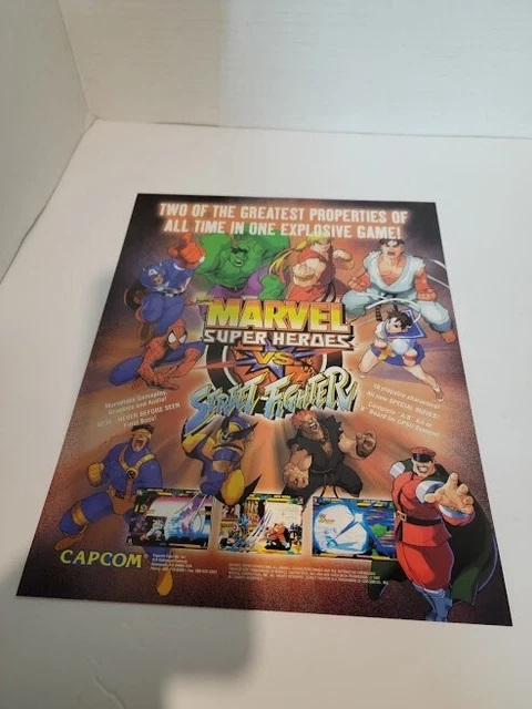Flyer CAPCOM MARVEL VS. ST. FIG Arcade Video Game advertisement original see pic