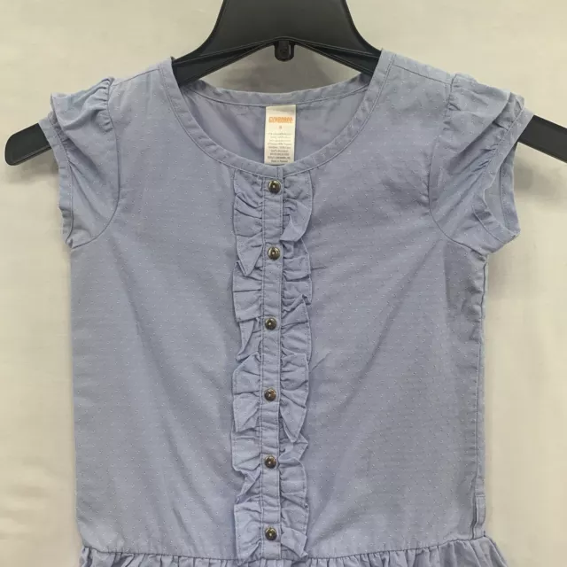 Gymboree  Girls Tiered Button Up Ruffle Dress Light Blue Short Sleeves size 8 3