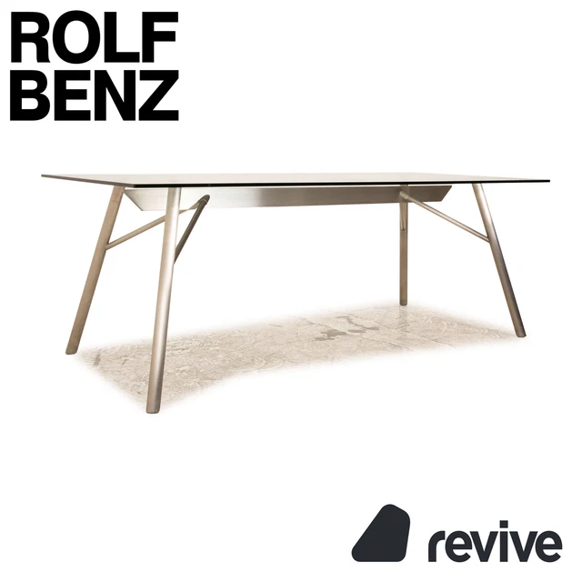 Rolf Benz Vidrio Mesa de Comedor Plata Acero Inoxidable 200 X 96CM