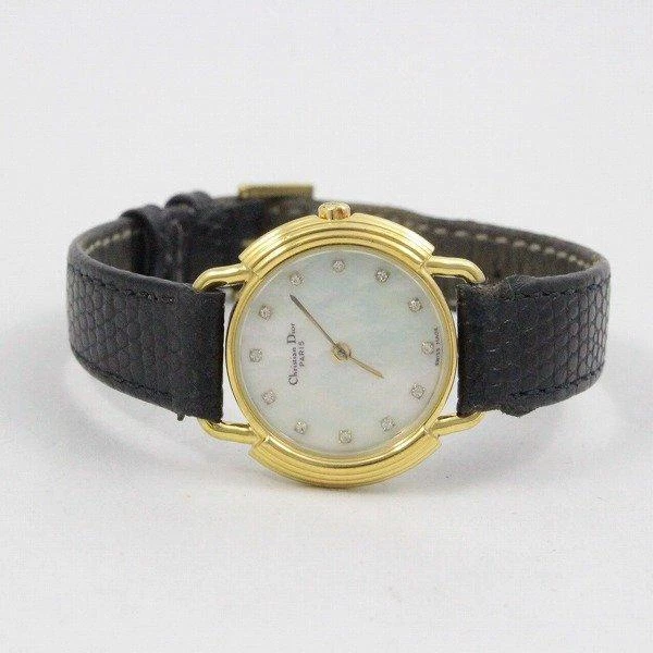 Christian Dior D58-121-2 Quartz Diamond Shell Dial Leather Womens Watch 2