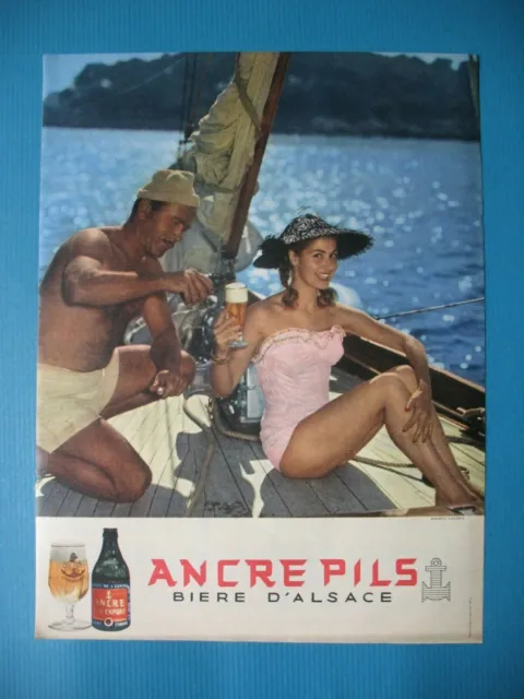 Publicite De Presse Ancre Pils Biere D'alsace Photo Carabin French Ad 1957