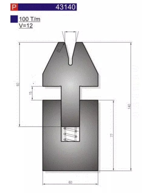 Press Brake Tooling New Dutch Folding Tool 43140 V=12mm x 26 Degree x 835mm long