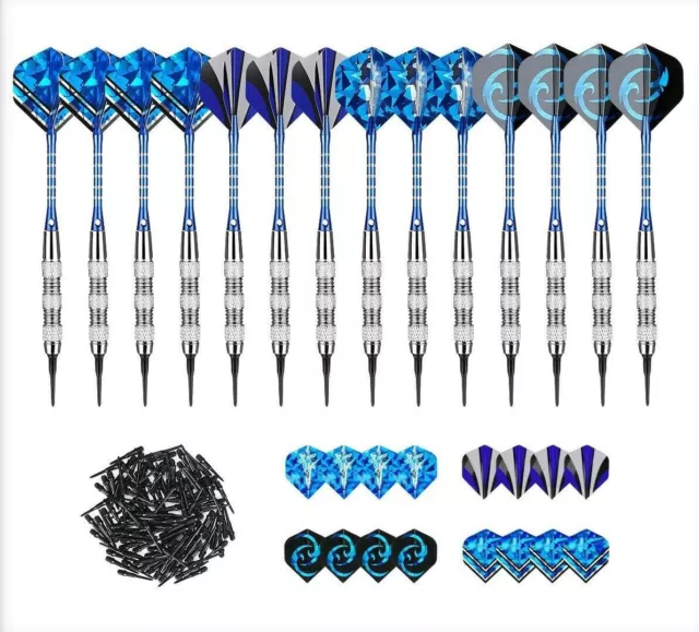 14 Softdart Pfeile mit 16 Flight 140 Dartspitzen 18g Dartpfeile Set,Darts Set DE