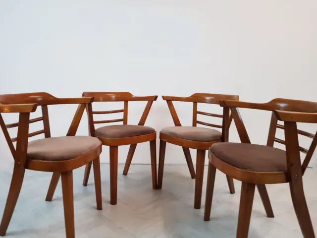 Vintage Mid Century Solid Teak Bentwood Retro 1960s Dining Chair Set CR037