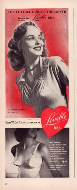 Print Ad Lovable Bra 1948 Girl Month Full Page Large Magazine 10.5"x13.5"