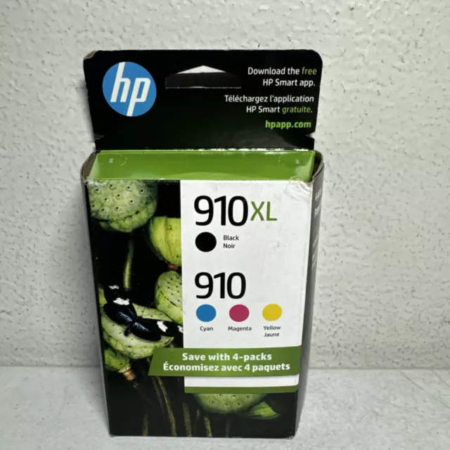 NEW - Genuine HP 910XL Black & 910 Color Ink Cartridges Exp 2025