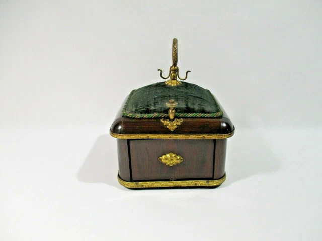 Ancien Coffret Necessaire A Couture A Systeme Napoleon Iii Porte Bobine Aiguille
