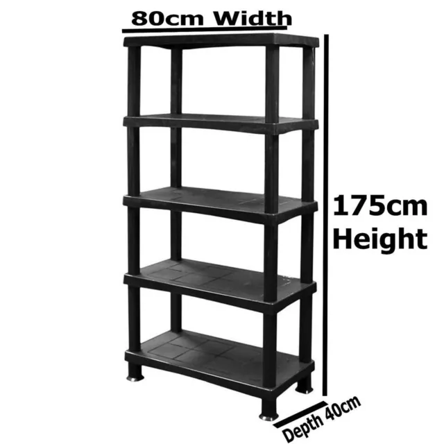 5 Tier Plastic Shelving Unit Storage Racking Shelves Home Garage Shed