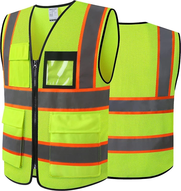 ASIPHITU Reflective High Visibility Safety Vest for Men Women with Pockets Front