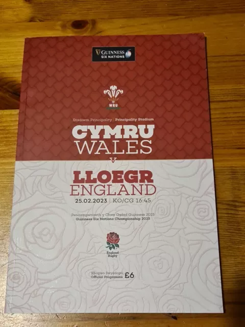 WALES v ENGLAND 2023 SIX NATIONS RUGBY OFFICIAL MATCH PROGRAMME,  BRAND NEW