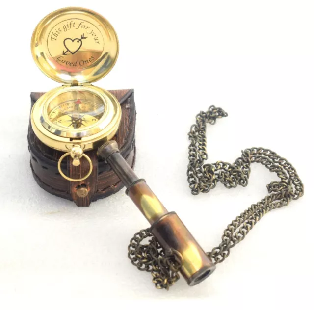 Brass Compass For Survival And Direction Navigational Push Button Compass W Case