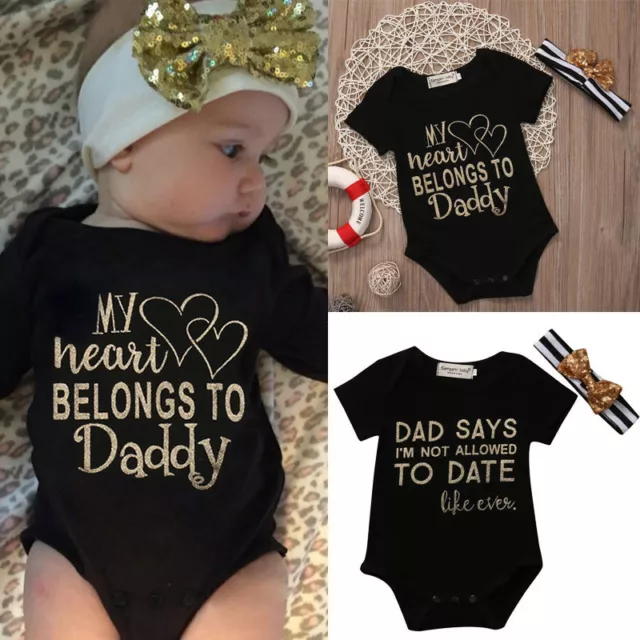 Infant Newborn Baby Girl Romper Tops Jumpsuit Pants Headband Outfits Clothes Set