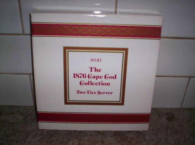 Avon Cape Cod Collection 2 Tier Serving Tray Ruby Red NIB