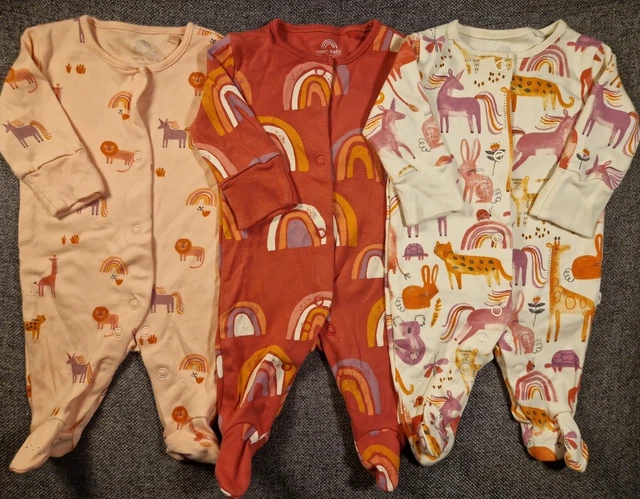 Next Baby girls Sleepsuit bundle Newborn 7.8lb unicorn rainbow babygrow (A38)